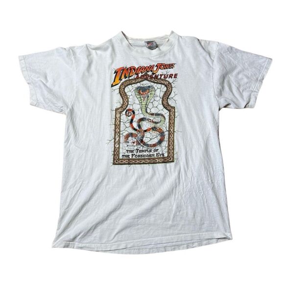 Vintage 90s Disneyland Indiana Jones The Temple of The Forbidden Eye T Shirt L X - Picture 1 of 5